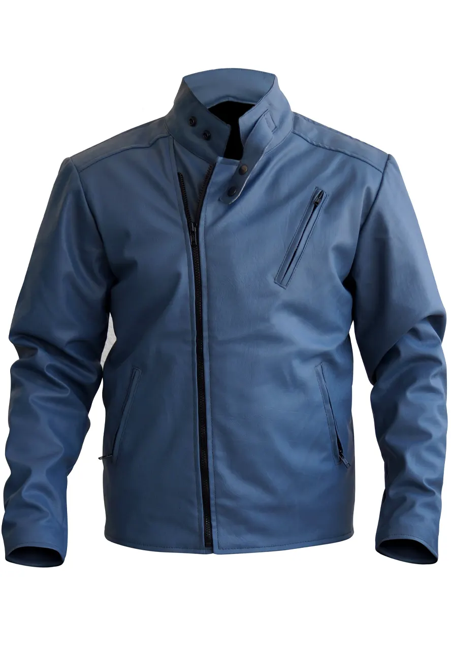 Men’s Stylish Gray Faux Leather Jacket